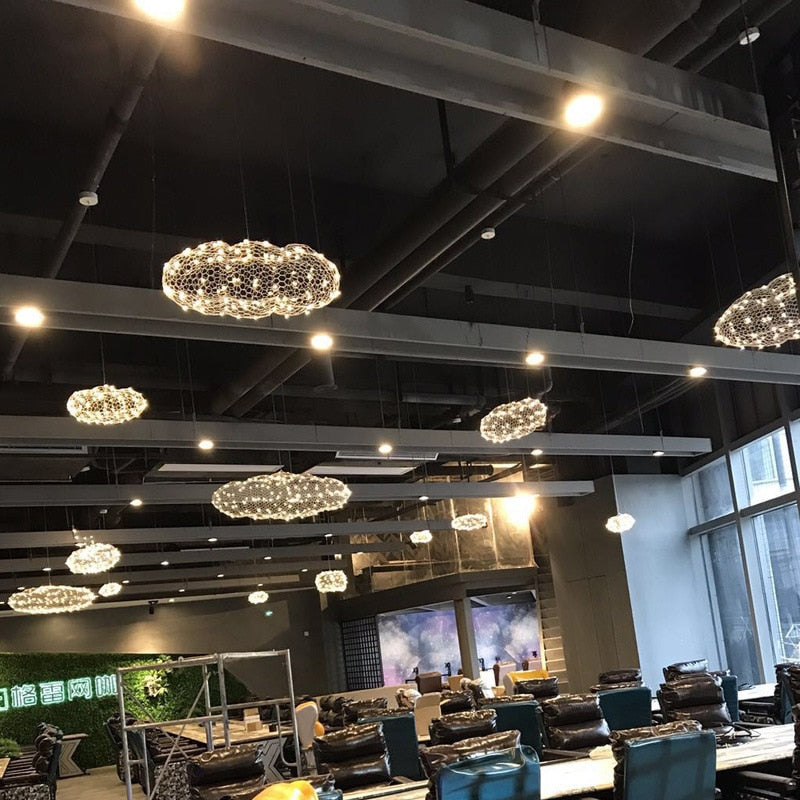 Modern Art Deco Iron Cloud Lamps With Starry LED Dots