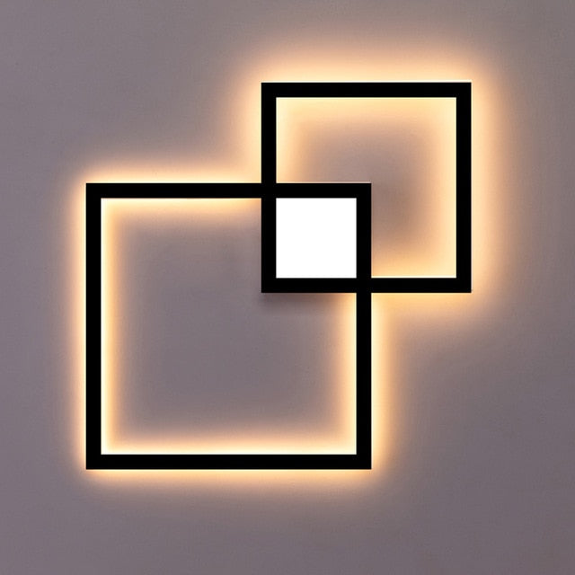 NyraLux Black White Square LED Wall Lamp for Living Room