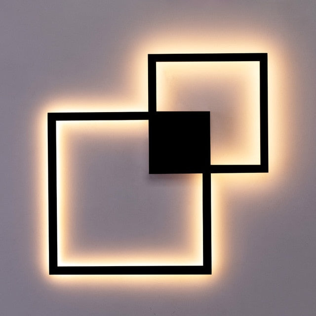 NyraLux Black White Square LED Wall Lamp for Living Room