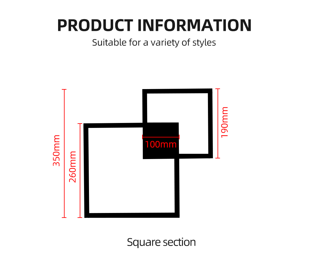 NyraLux Black White Square LED Wall Lamp for Living Room