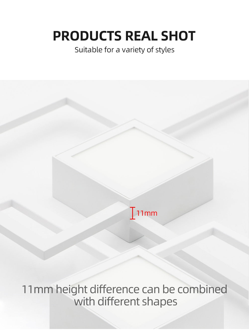 NyraLux Black White Square LED Wall Lamp for Living Room