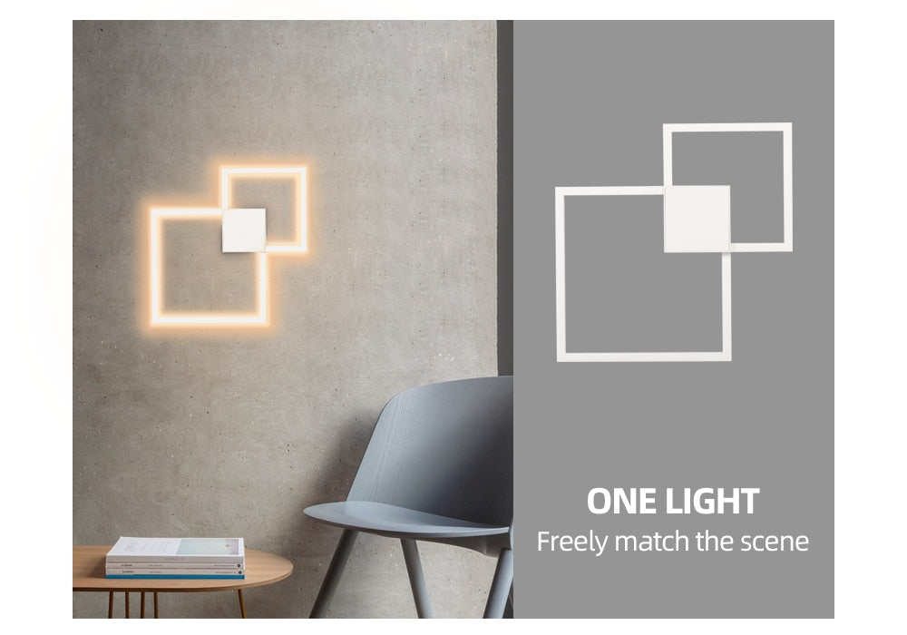 NyraLux Black White Square LED Wall Lamp for Living Room