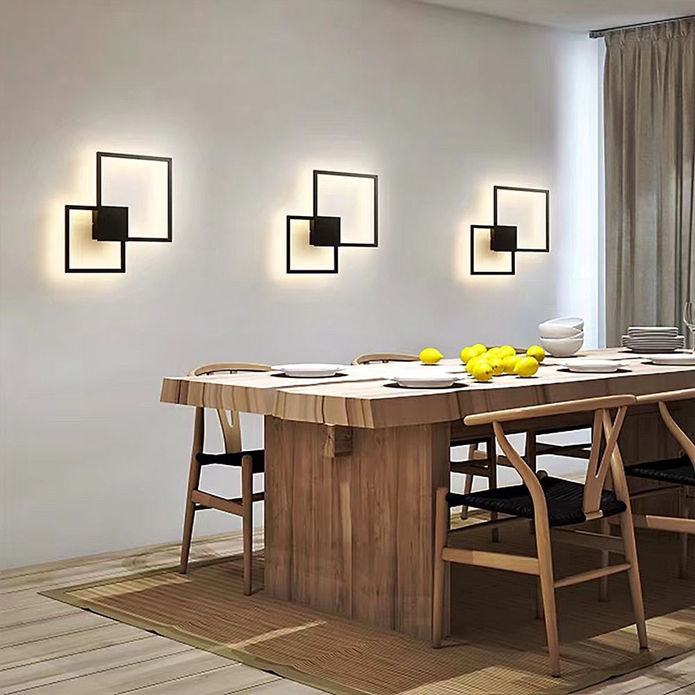 NyraLux Black White Square LED Wall Lamp for Living Room