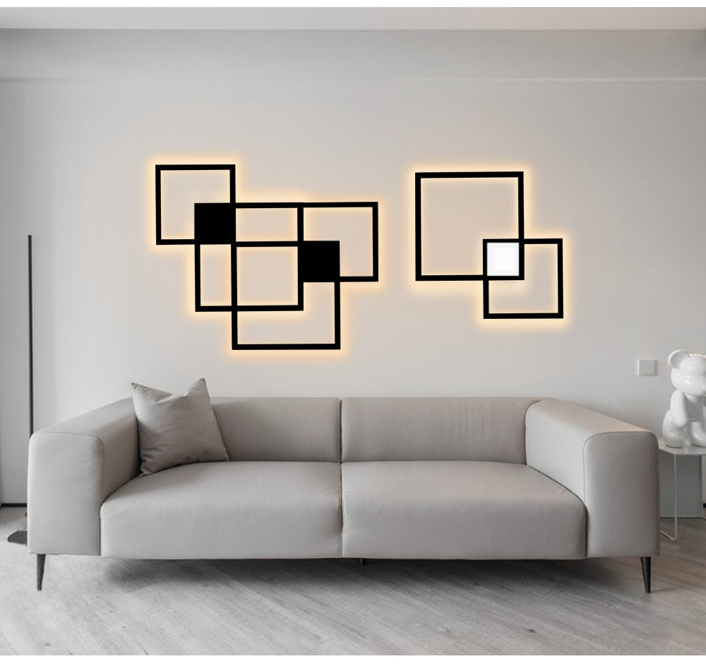 NyraLux Black White Square LED Wall Lamp for Living Room