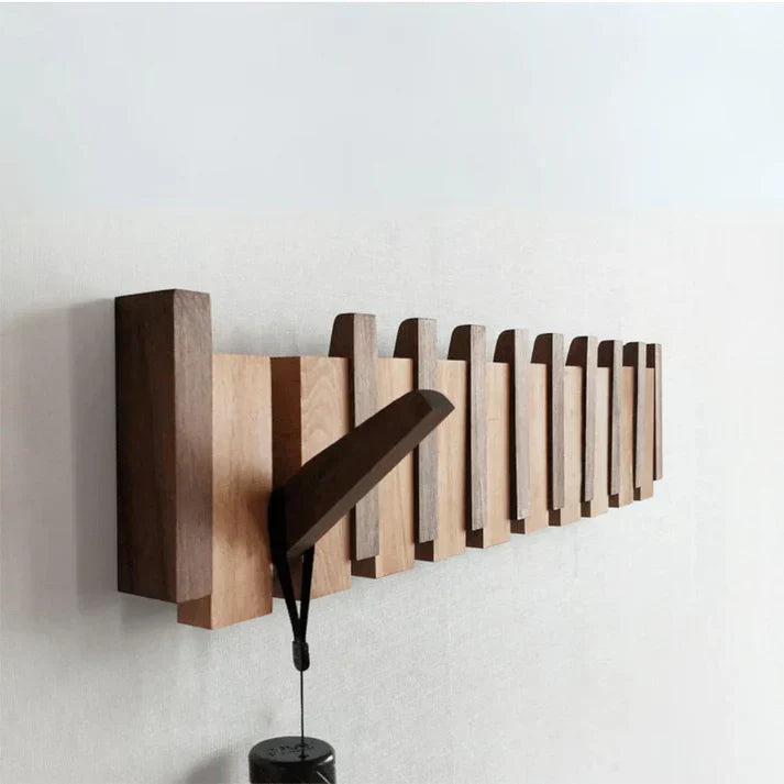 AriaWood Piano Coat Rack In Wood, Artistic Hallway Wall Hanger For Coats Hats And Scarves