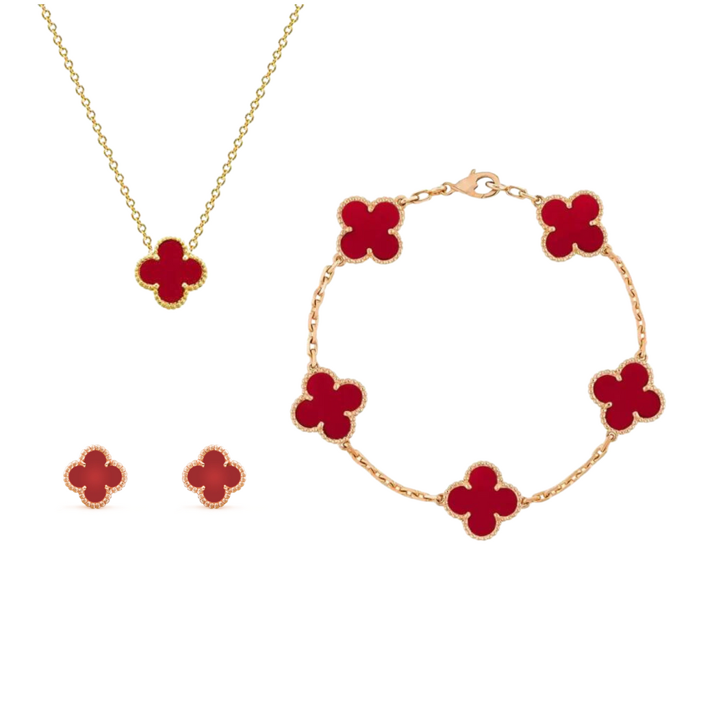 Liora Amber Clover 3-Piece Set Necklace, Bracelet, Earrings