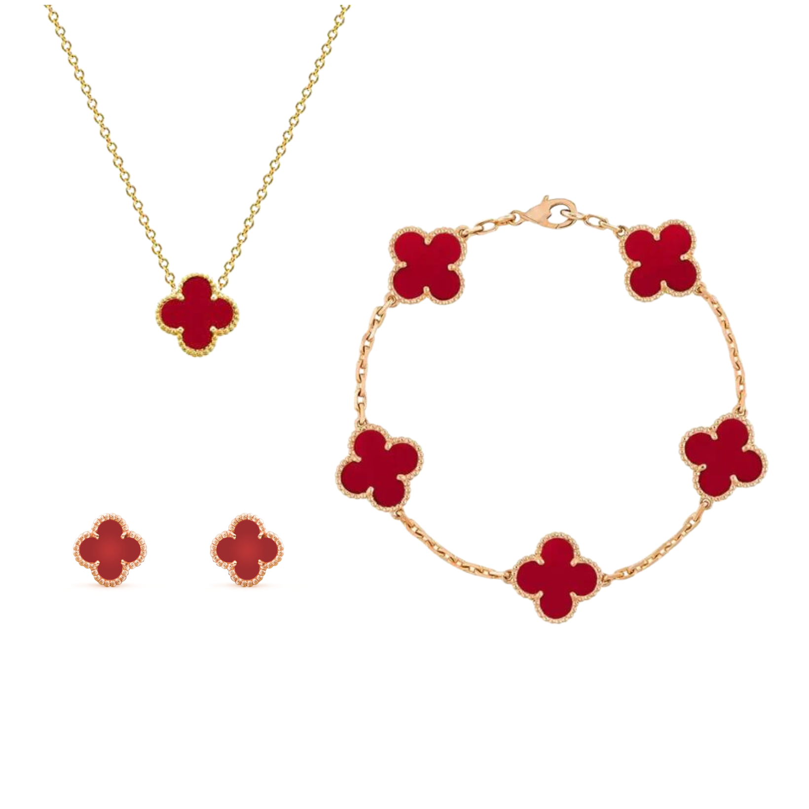 Liora Amber Clover 3-Piece Set Necklace, Bracelet, Earrings