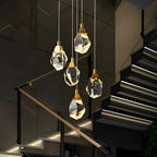 Lyra Spiral Crystal Droplets Pendant Chandelier Staircase