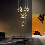 Lyra Spiral Crystal Droplets Pendant Chandelier Staircase