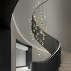Lyra Spiral Crystal Droplets Pendant Chandelier Staircase