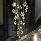 Lyra Spiral Crystal Droplets Pendant Chandelier Staircase