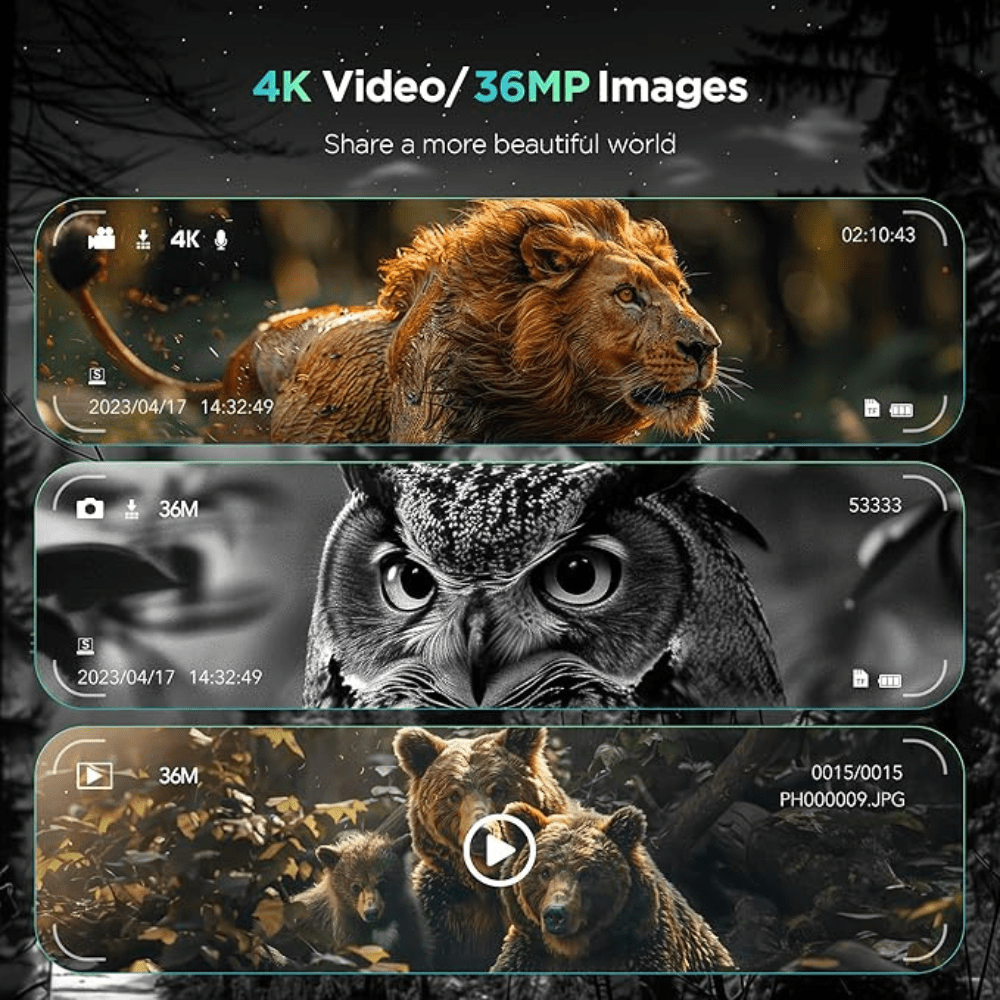 NoctraView Night Binoculars 8X Zoom, 7-Level IR, 4K Video