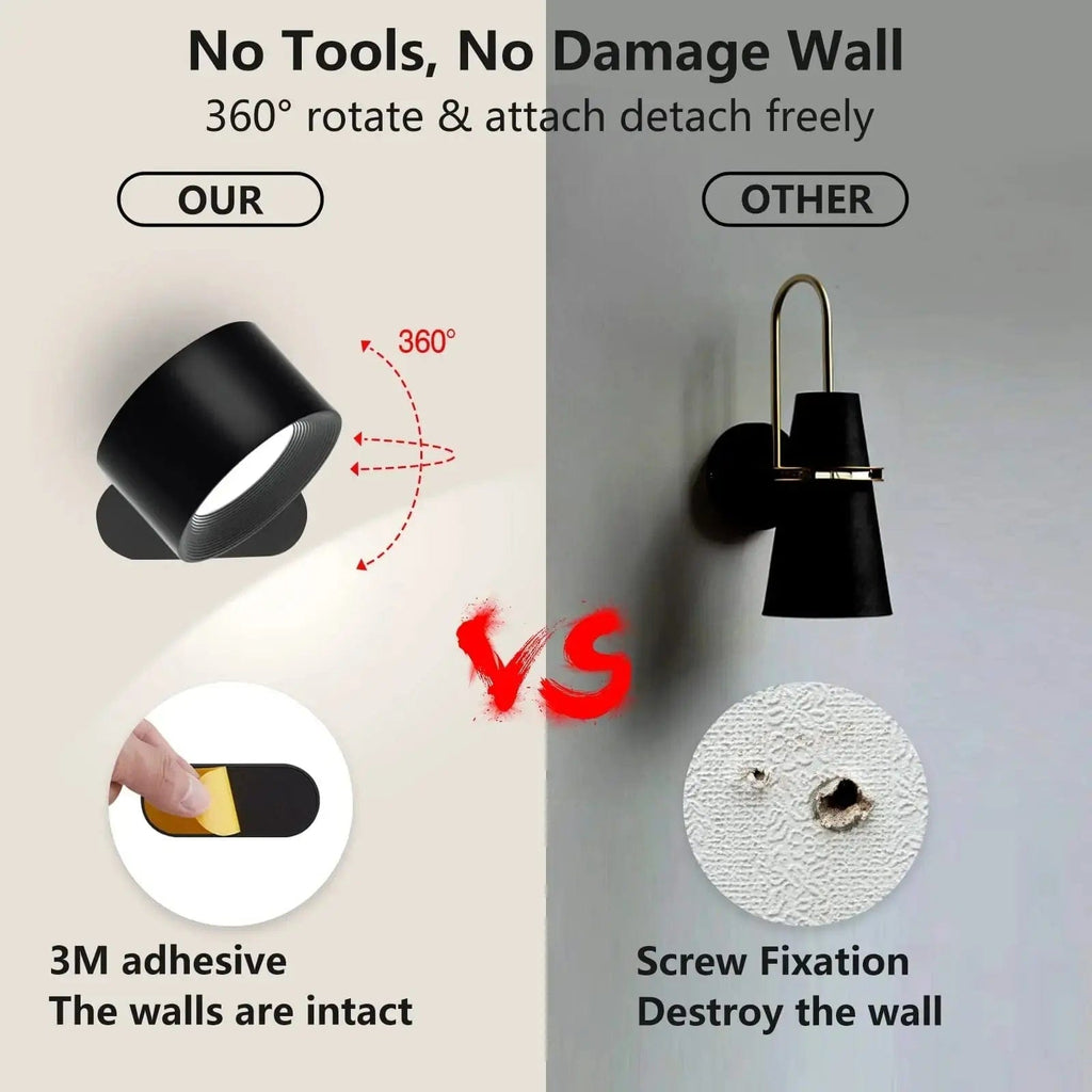 Luma Rechargeable Battery Wall Light, 360 Degree Adjustable