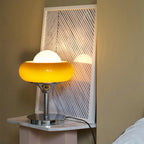 Marlo Mid-Century Bauhaus Glass Table Lamp In Yellow Shade