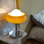Marlo Mid-Century Bauhaus Glass Table Lamp In Yellow Shade