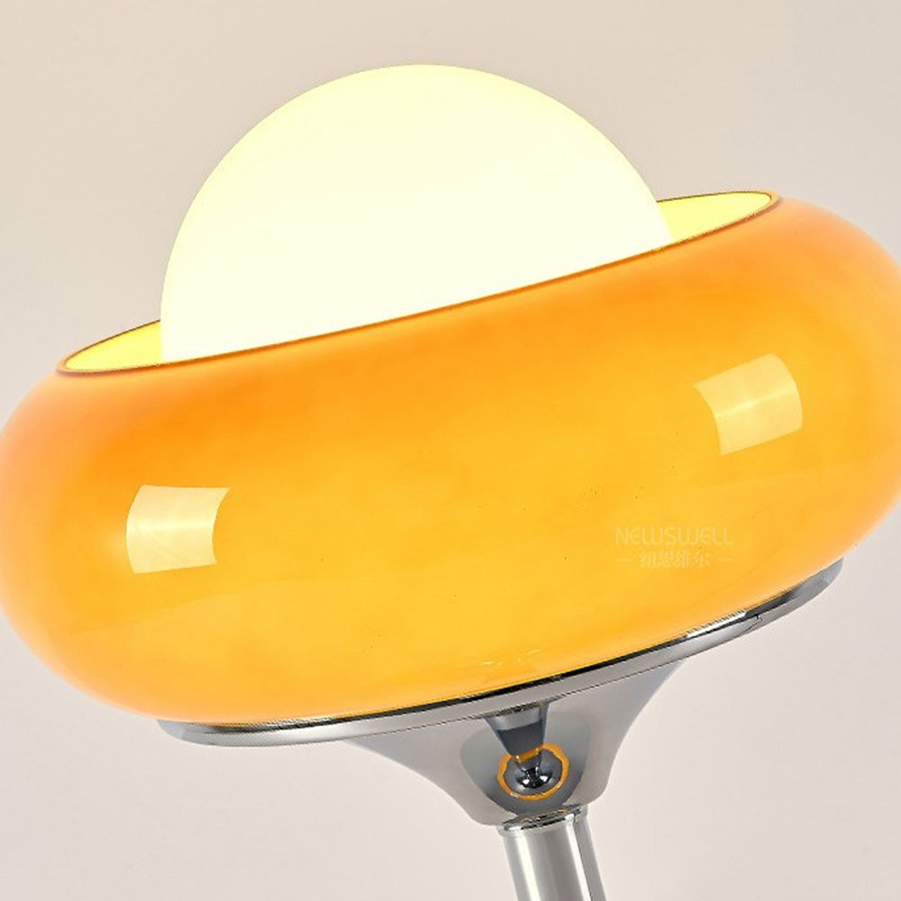 Marlo Mid-Century Bauhaus Glass Table Lamp In Yellow Shade