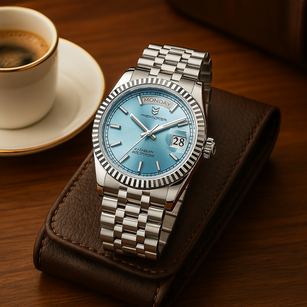 Aurelio Luxury Mens Automatic Stainless Steel Watch With Self Winding Movement And Calendar