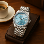 Aurelio Luxury Mens Automatic Stainless Steel Watch With Self Winding Movement And Calendar